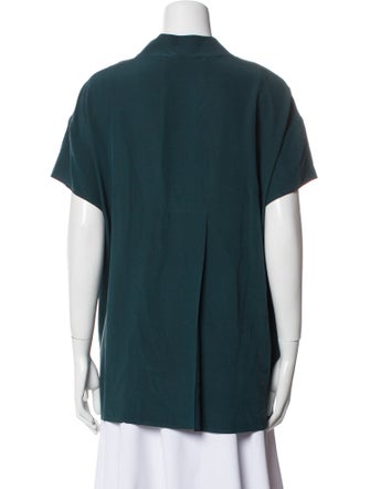 Agnona Silk V-Neck Button-Up Top