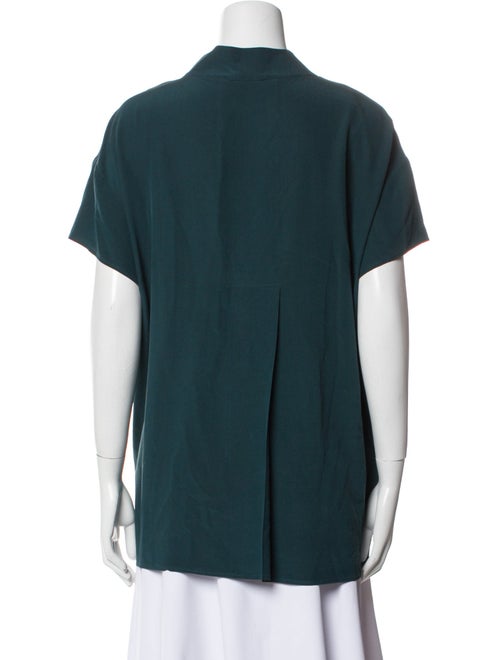 Agnona Silk V-Neck Button-Up Top