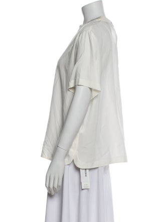 Agnona Silk Mock Neck Blouse