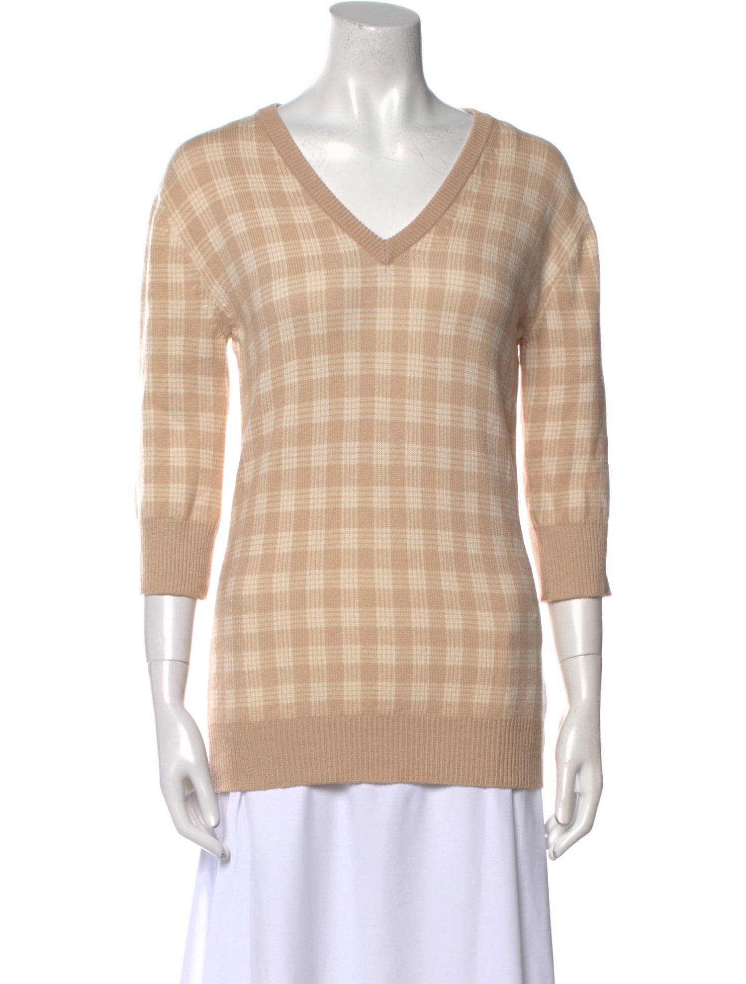 Agnona Cashmere Plaid Print Sweater
