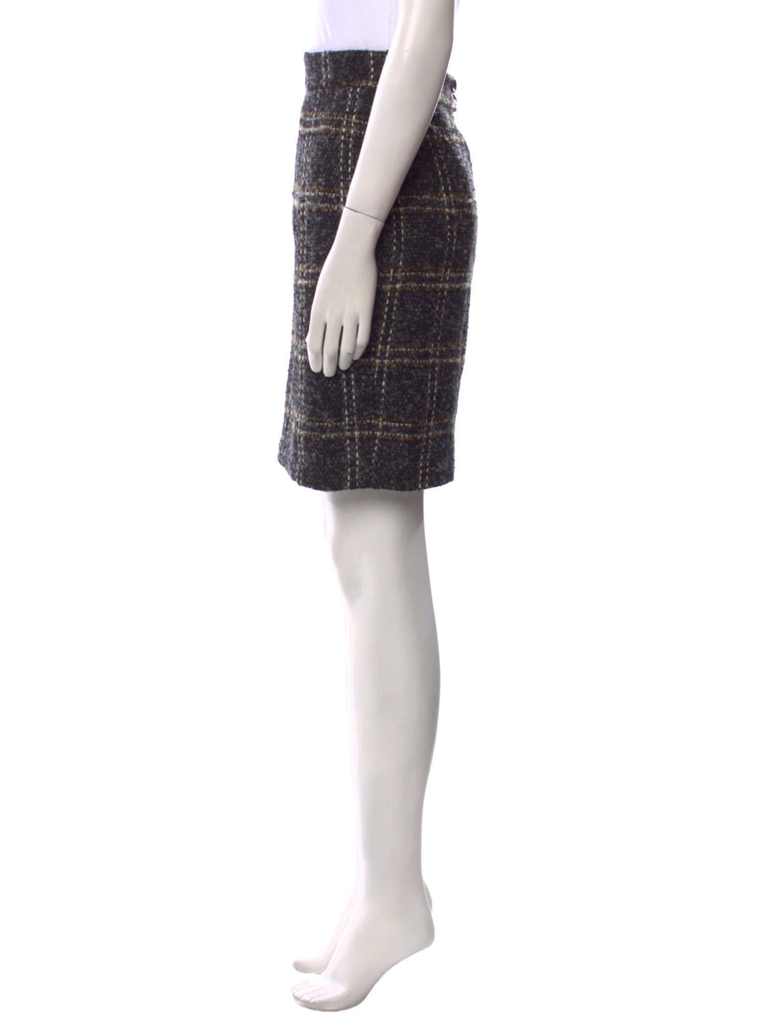 Agnona Plaid Print Knee-Length Skirt
