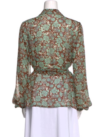 Agnona Silk Floral Print Blouse