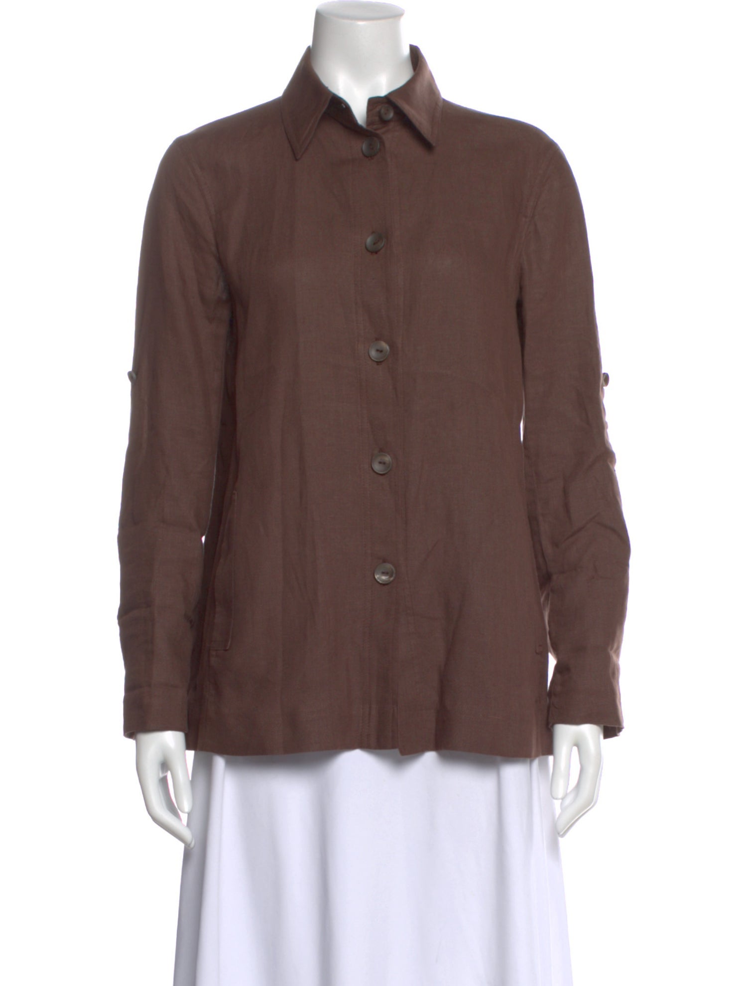 Agnona Linen Long Sleeve Blouse
