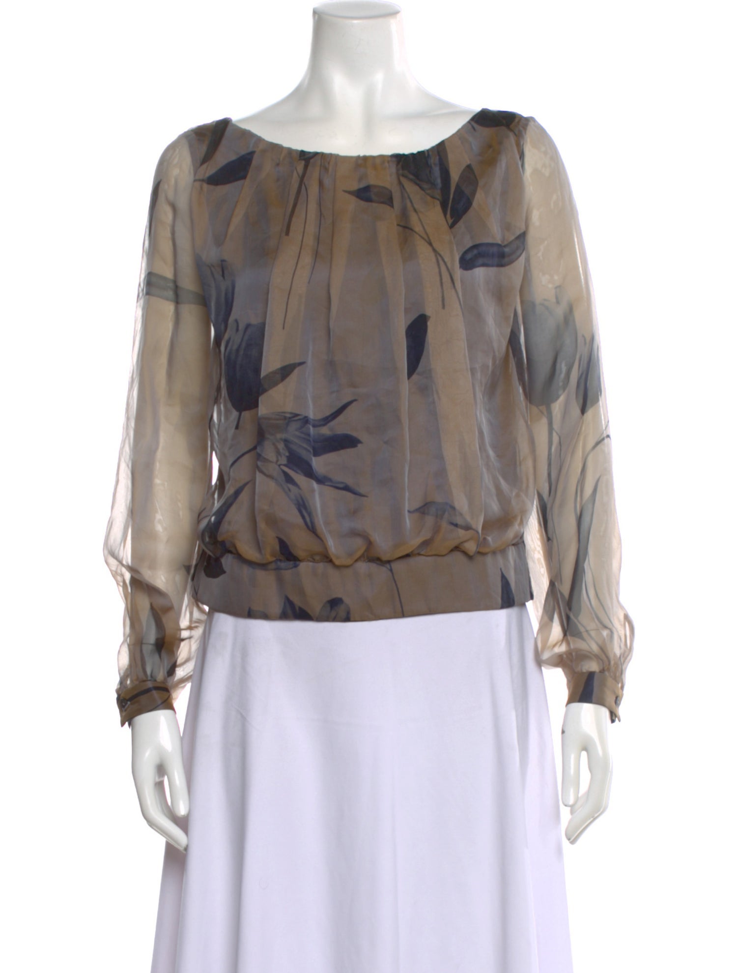 Agnona Floral Print Crew Neck Blouse