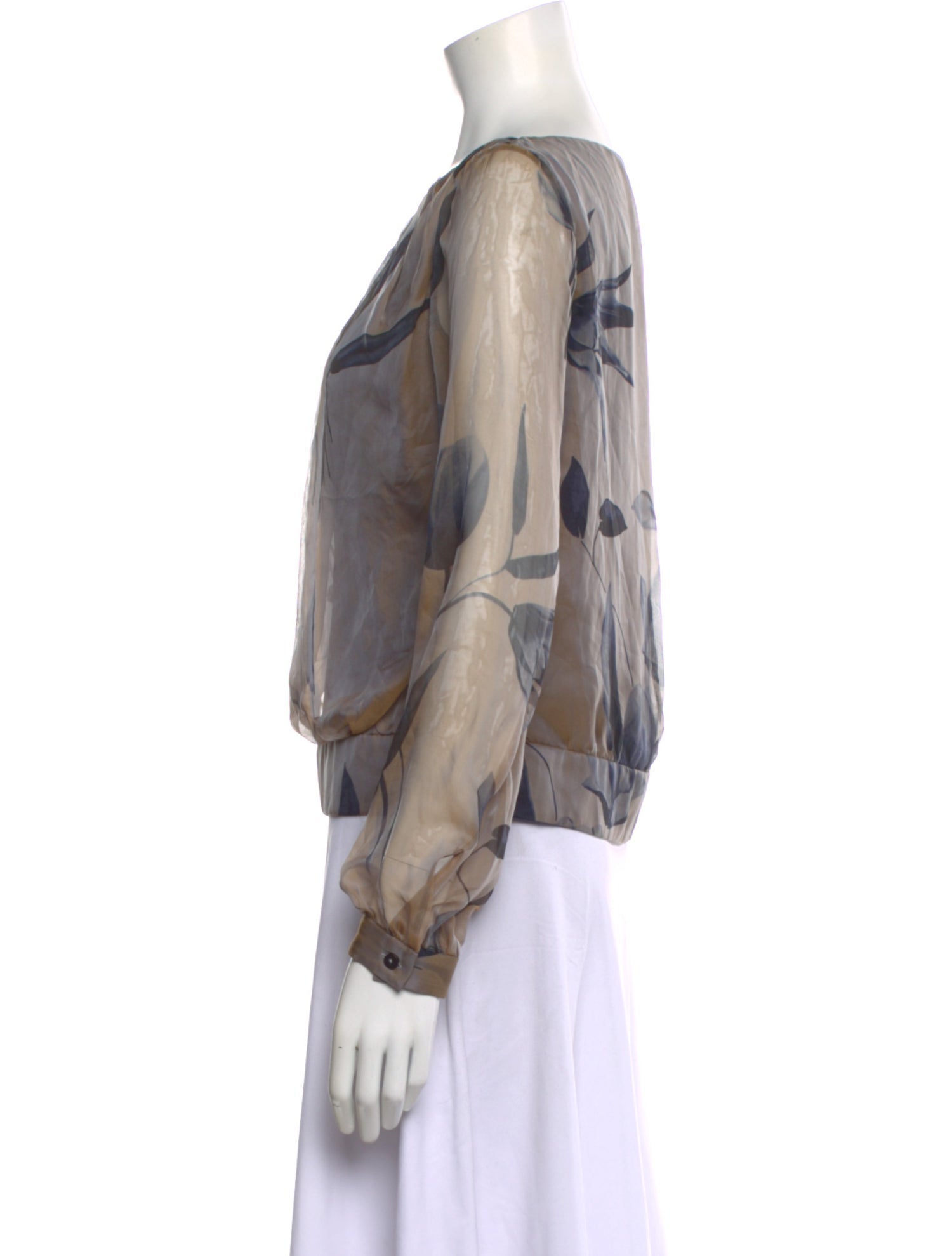 Agnona Floral Print Crew Neck Blouse