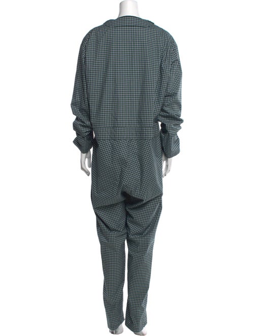 Aganovich Plaid Print V-Neck Jumpsuit