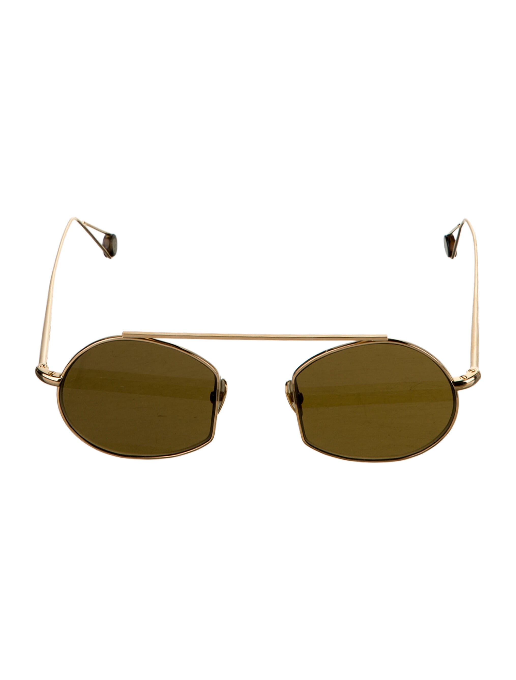 Illesteva Round Mirrored Sunglasses - Gold Sunglasses 