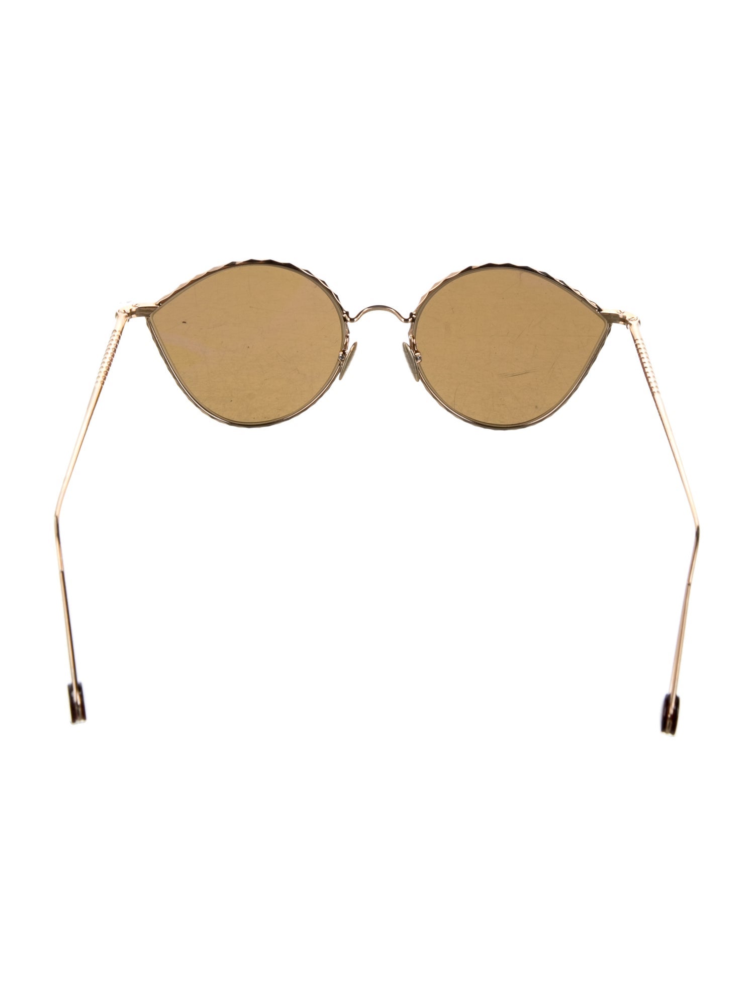 Gucci Interlocking G Logo Round Sunglasses - Gold Sunglasses