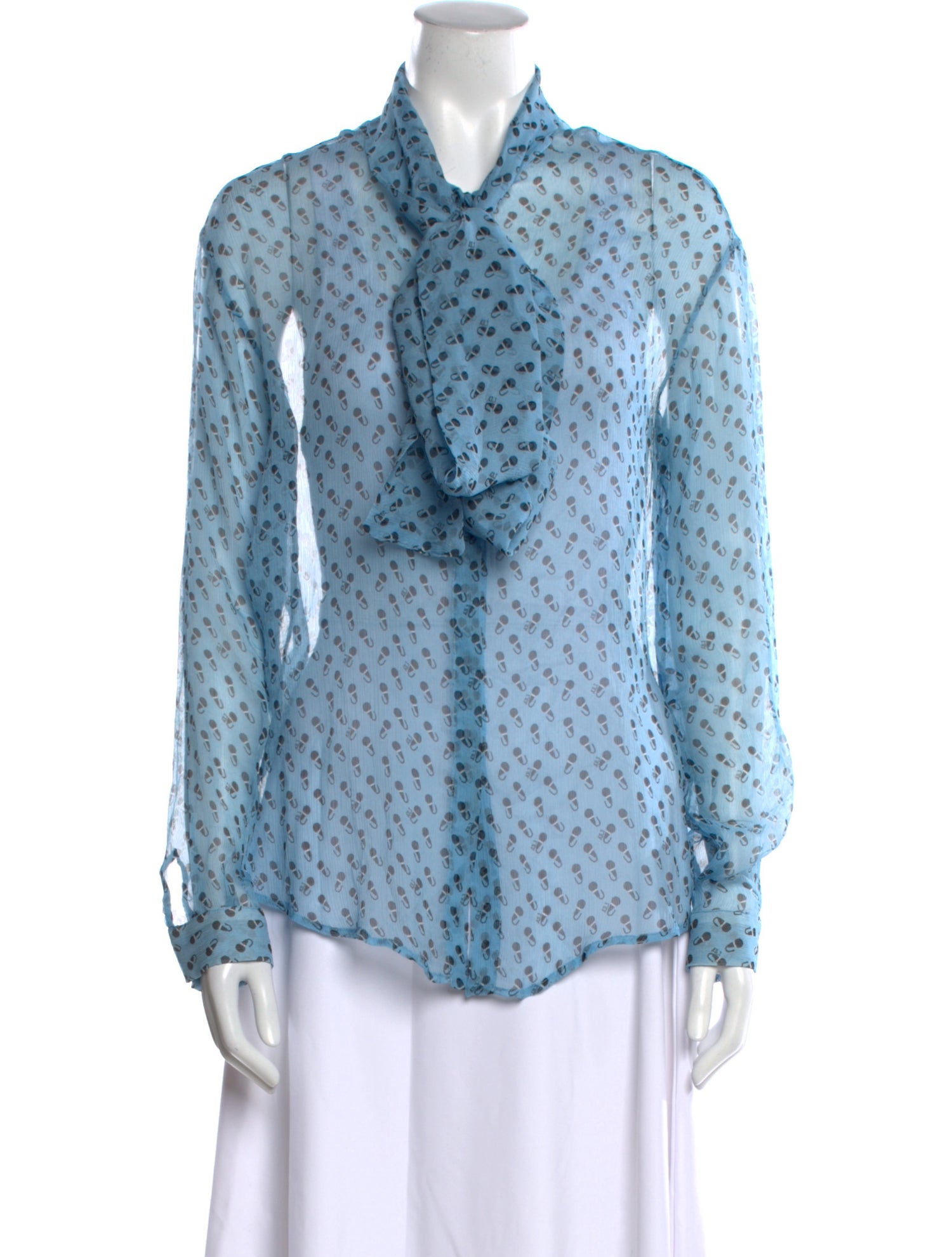 Au Jour le Jour Printed Long Sleeve Button-Up Top