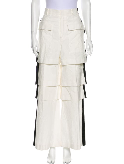 Akira Naka Striped Wide Leg Pants White