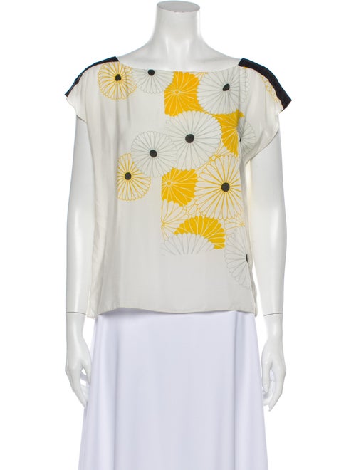 Akira Naka Printed Bateau Neckline Blouse