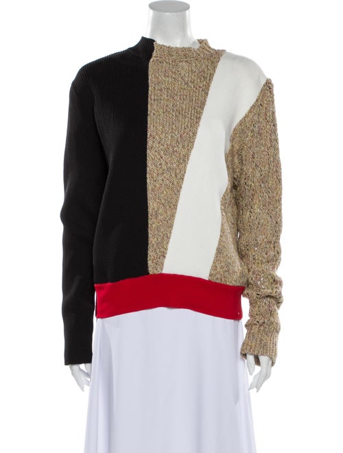 Akira Naka Colorblock Pattern Mock Neck Sweater