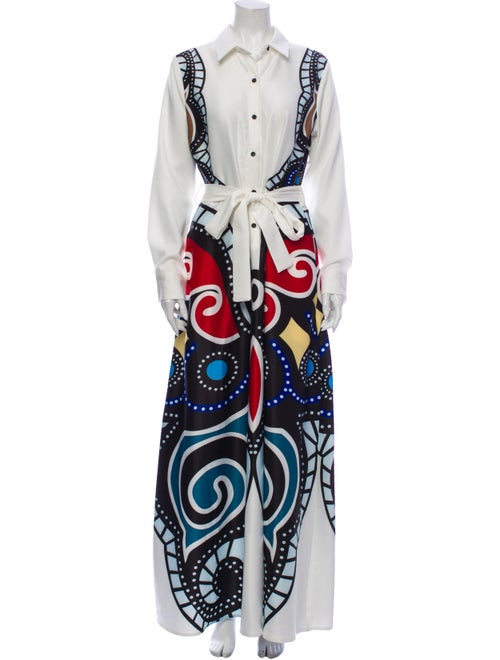 Akira Naka Printed Long Dress White
