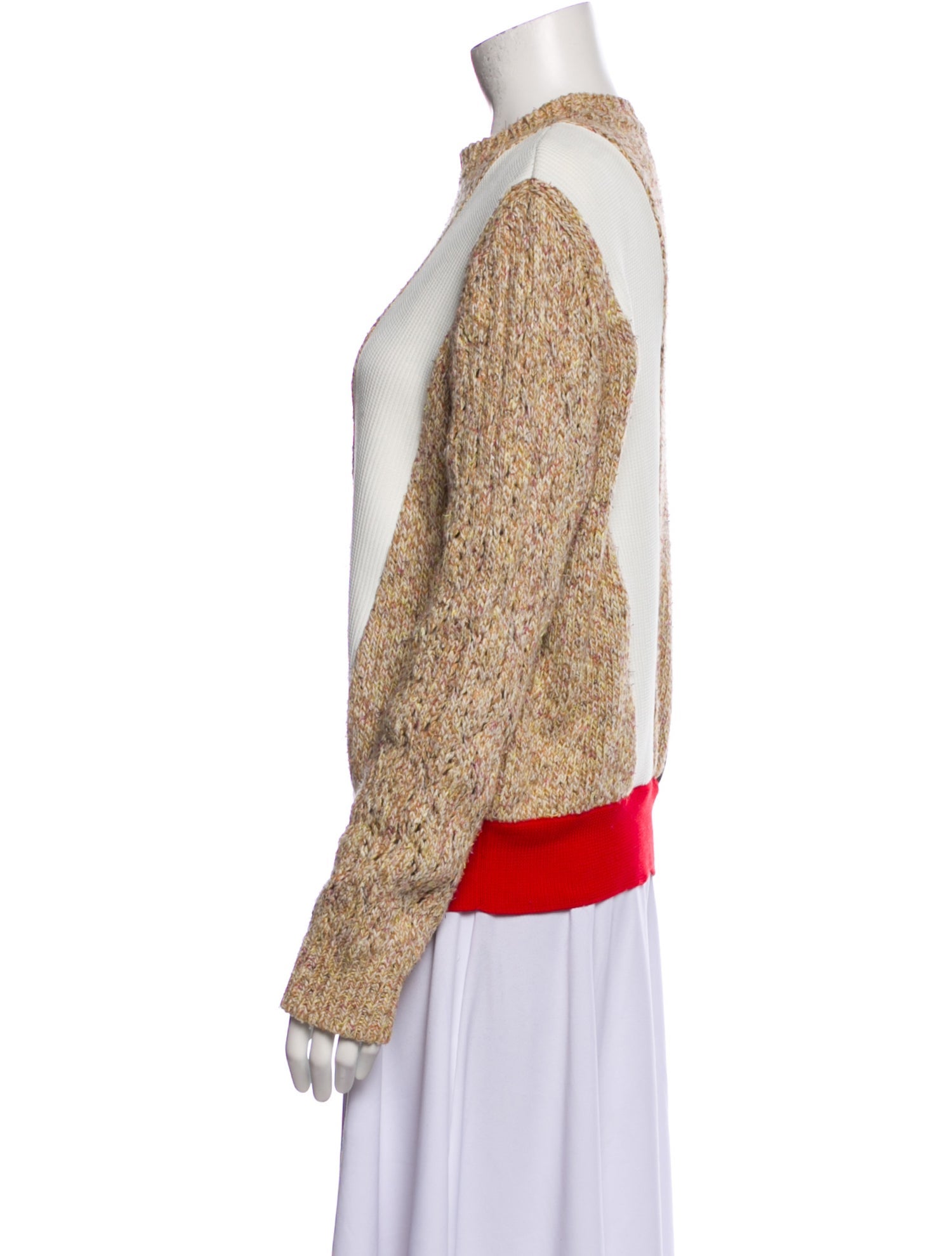 Akira Naka Colorblock Pattern Mock Neck Sweater