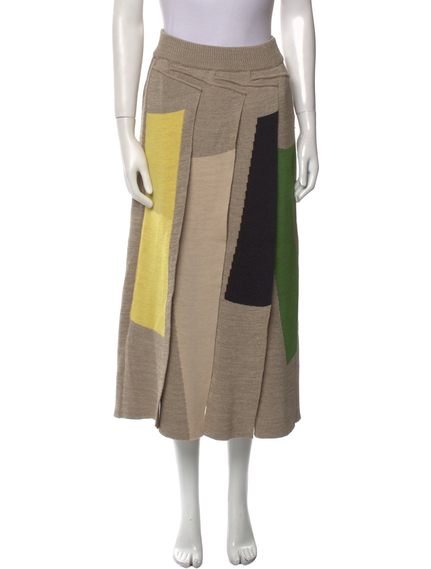 Akira Naka Colorblock Pattern Midi Length Skirt