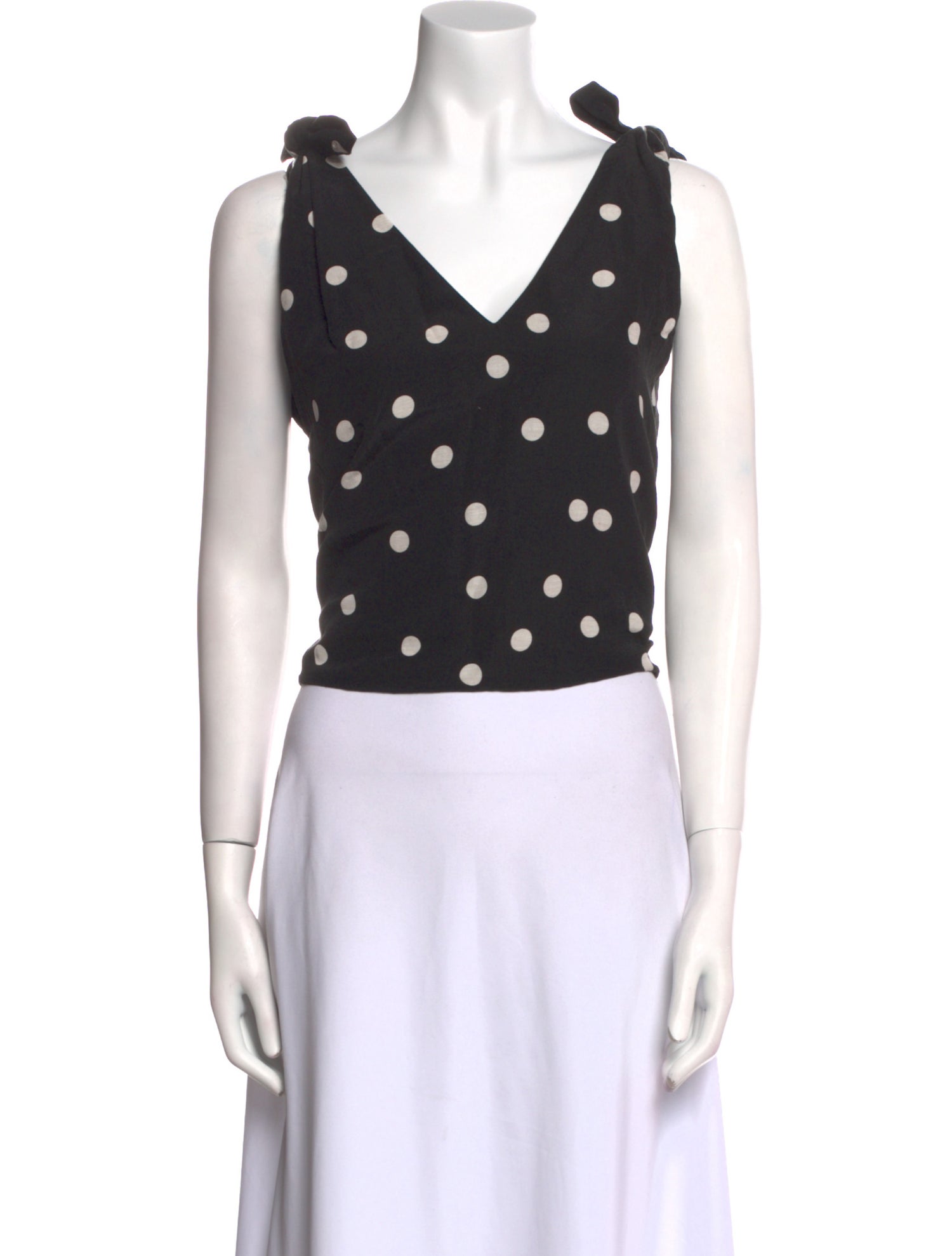 Akira Naka Polka Dot Print V-Neck Crop Top