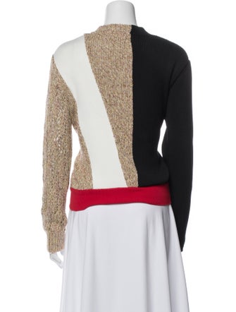 Akira Naka Colorblock Pattern Mock Neck Sweater