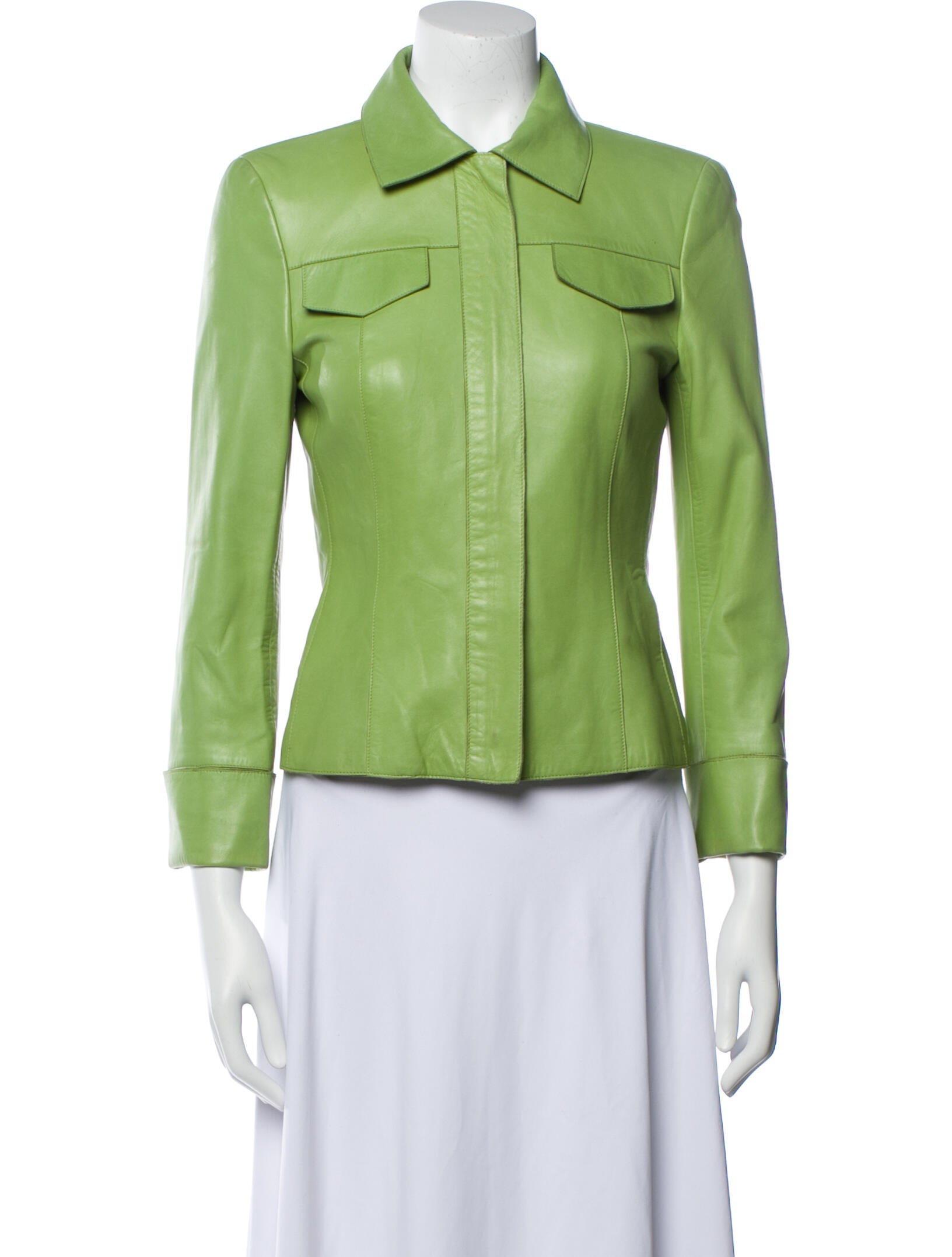 Akris Lamb Leather Evening Jacket - Green Jackets, Clothing