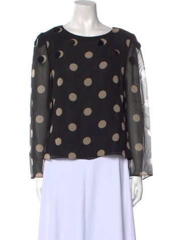 Akris Tops Silk Polka Dot Print Blouse Us10, Fr42 | L