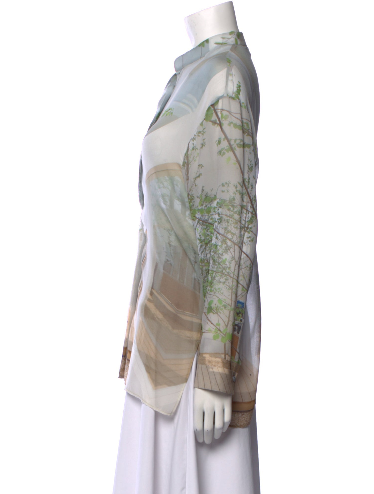 Akris Silk Printed Button-Up Top