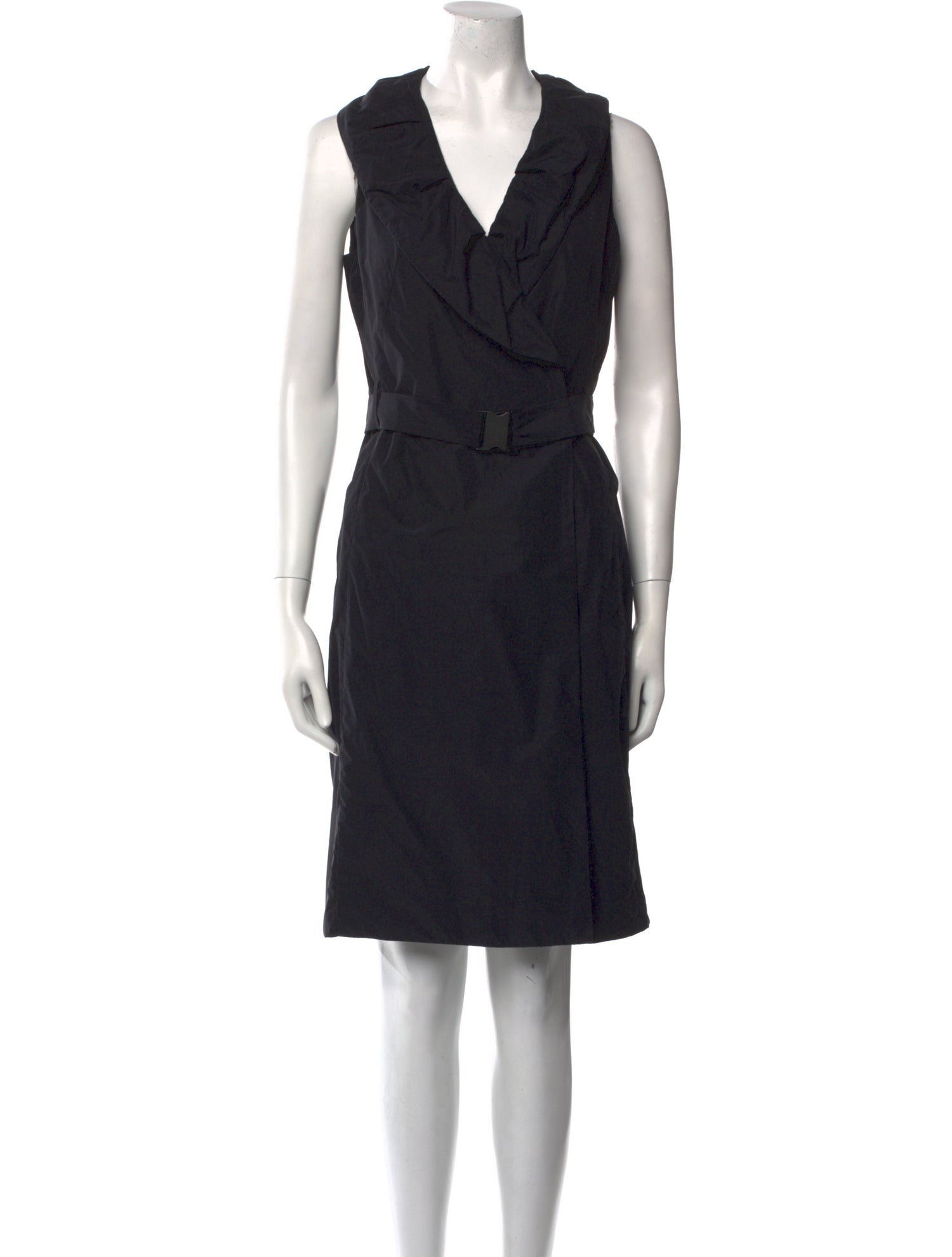 Akris V-Neck Knee-Length Dress