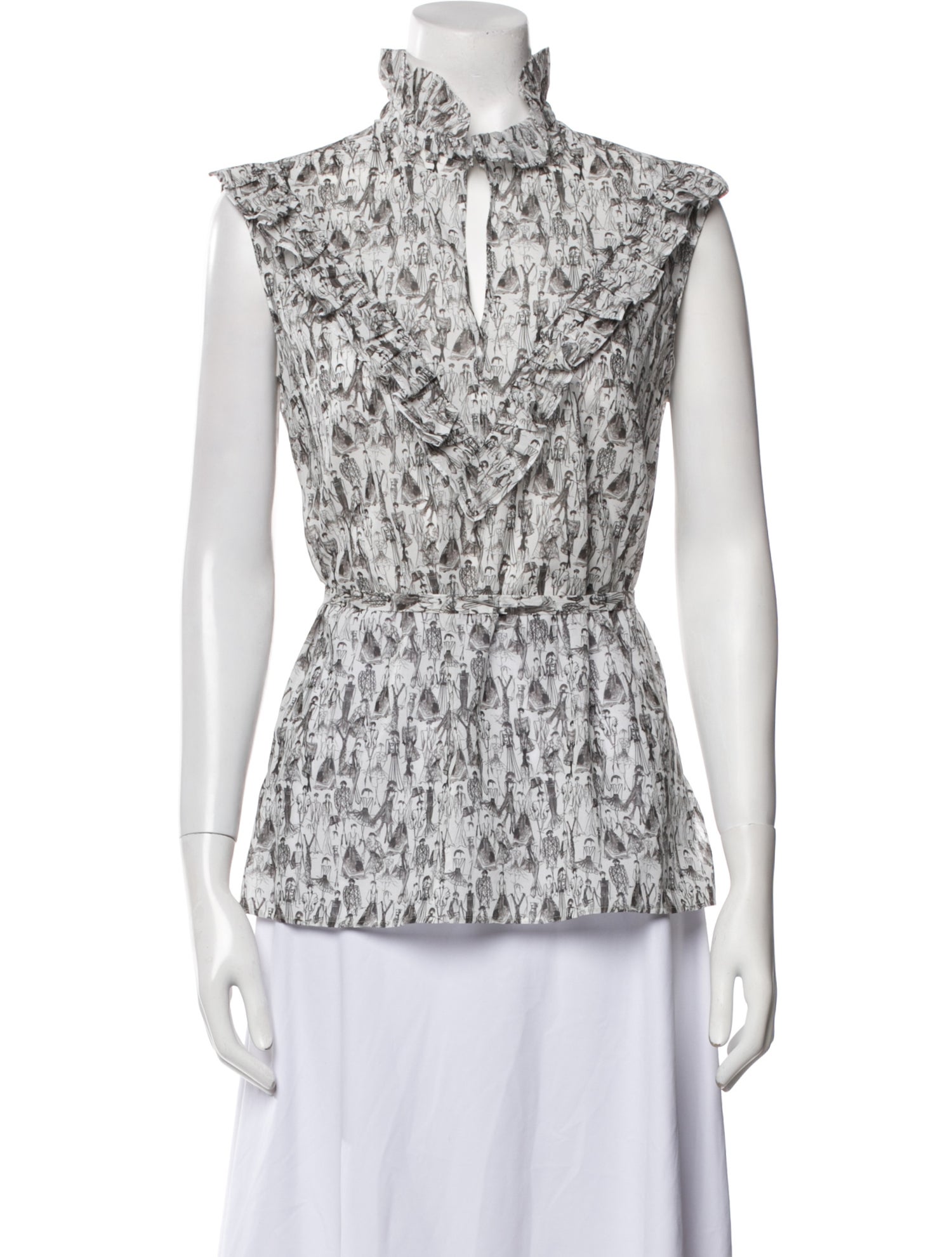 Akris Printed Mock Neck Blouse