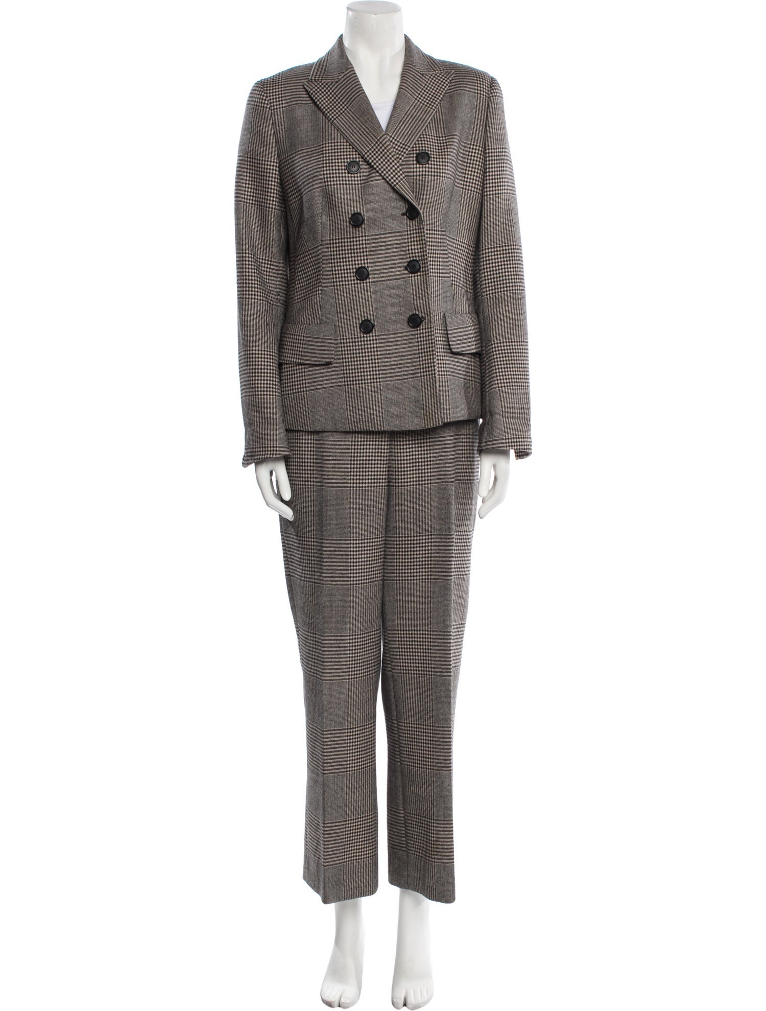 Akris Wool Plaid Print Pantsuit