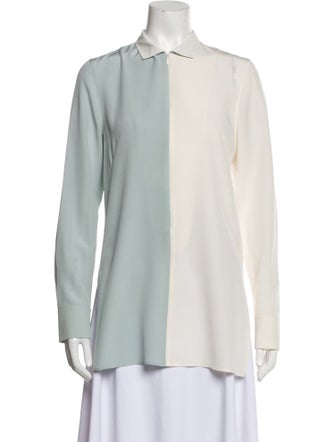 Akris Silk Long Sleeve Button-Up Top