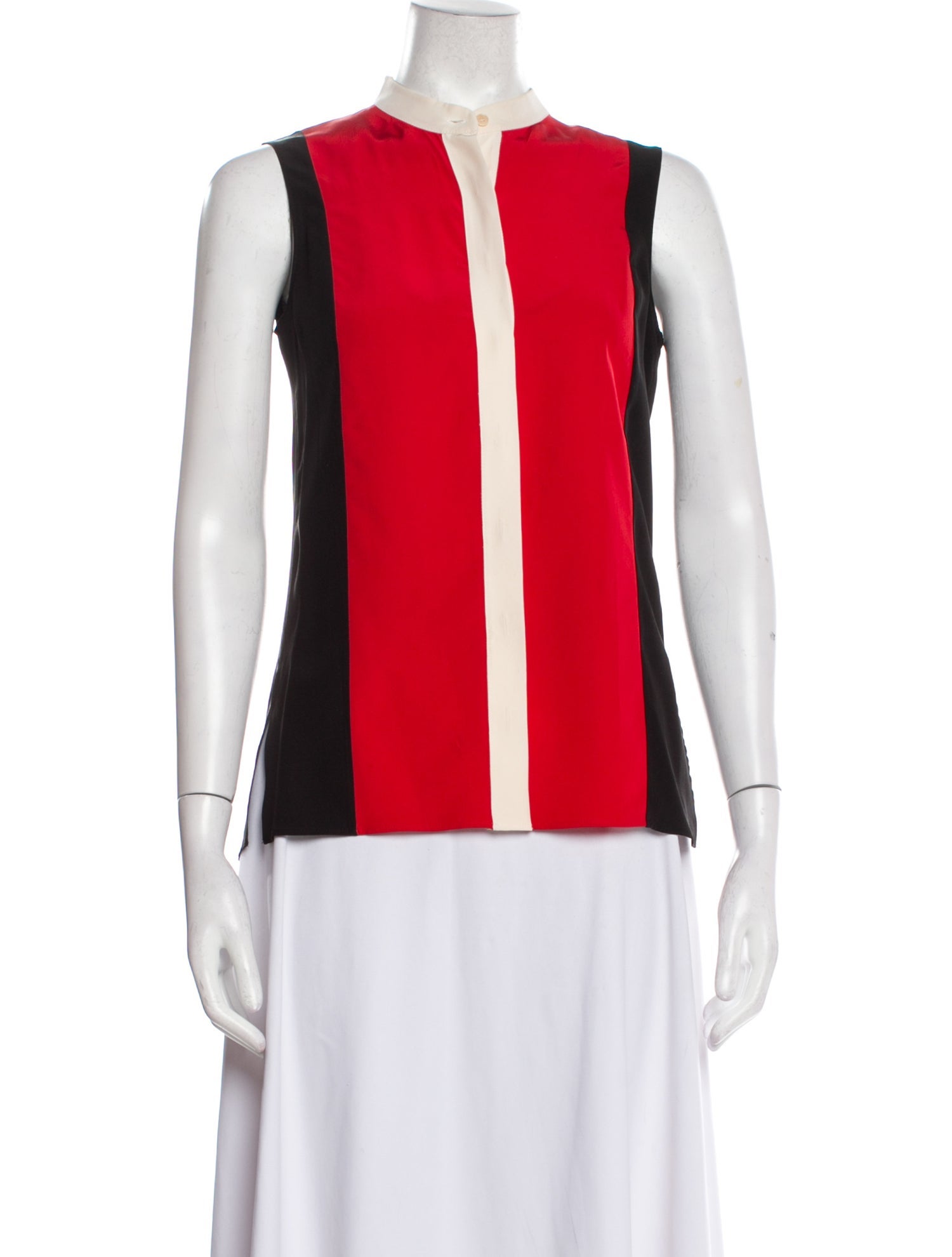 Akris Punto Silk Colorblock Pattern Blouse