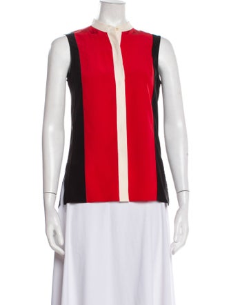 Akris Punto Silk Colorblock Pattern Blouse