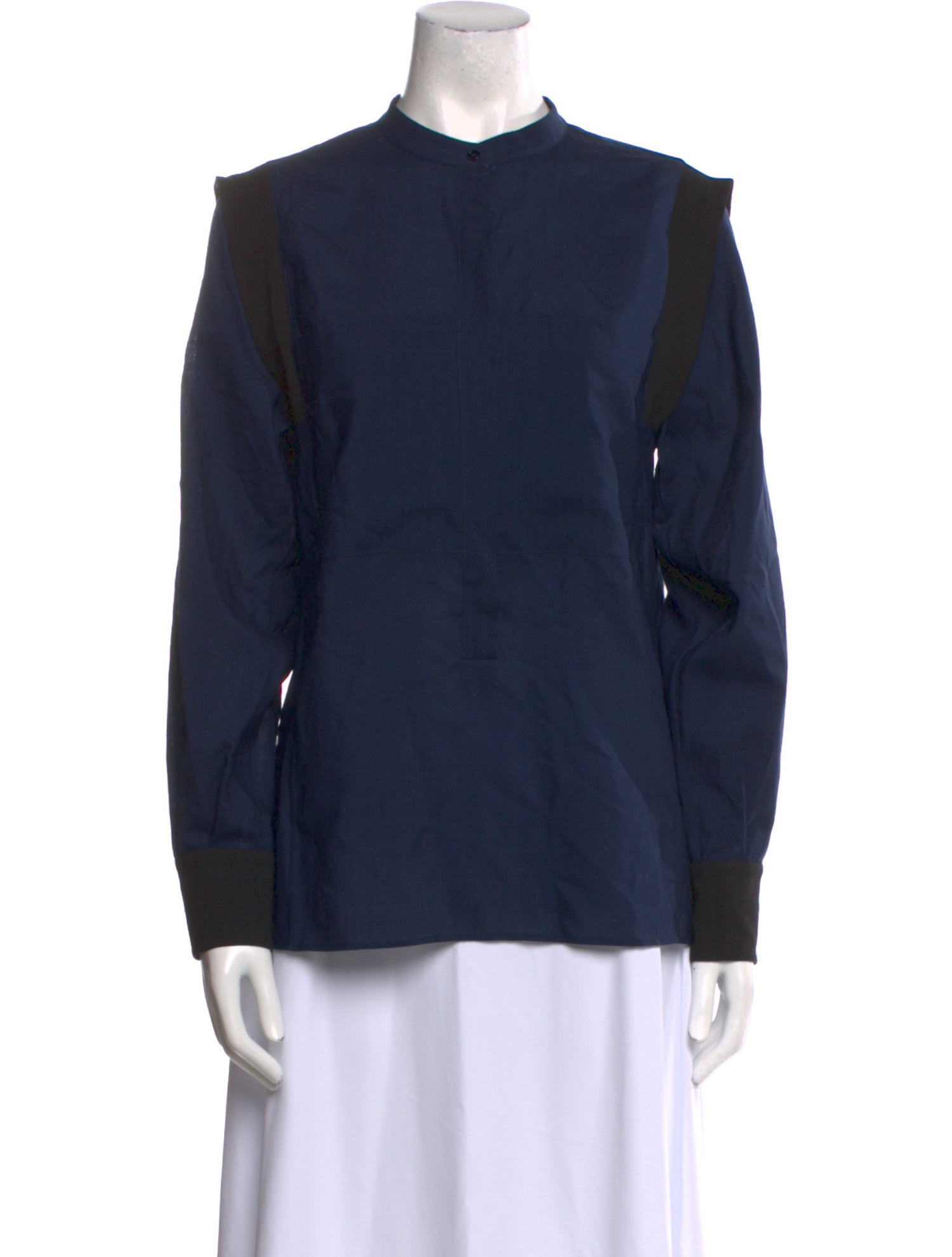 Akris Wool Mock Neck Button-Up Top