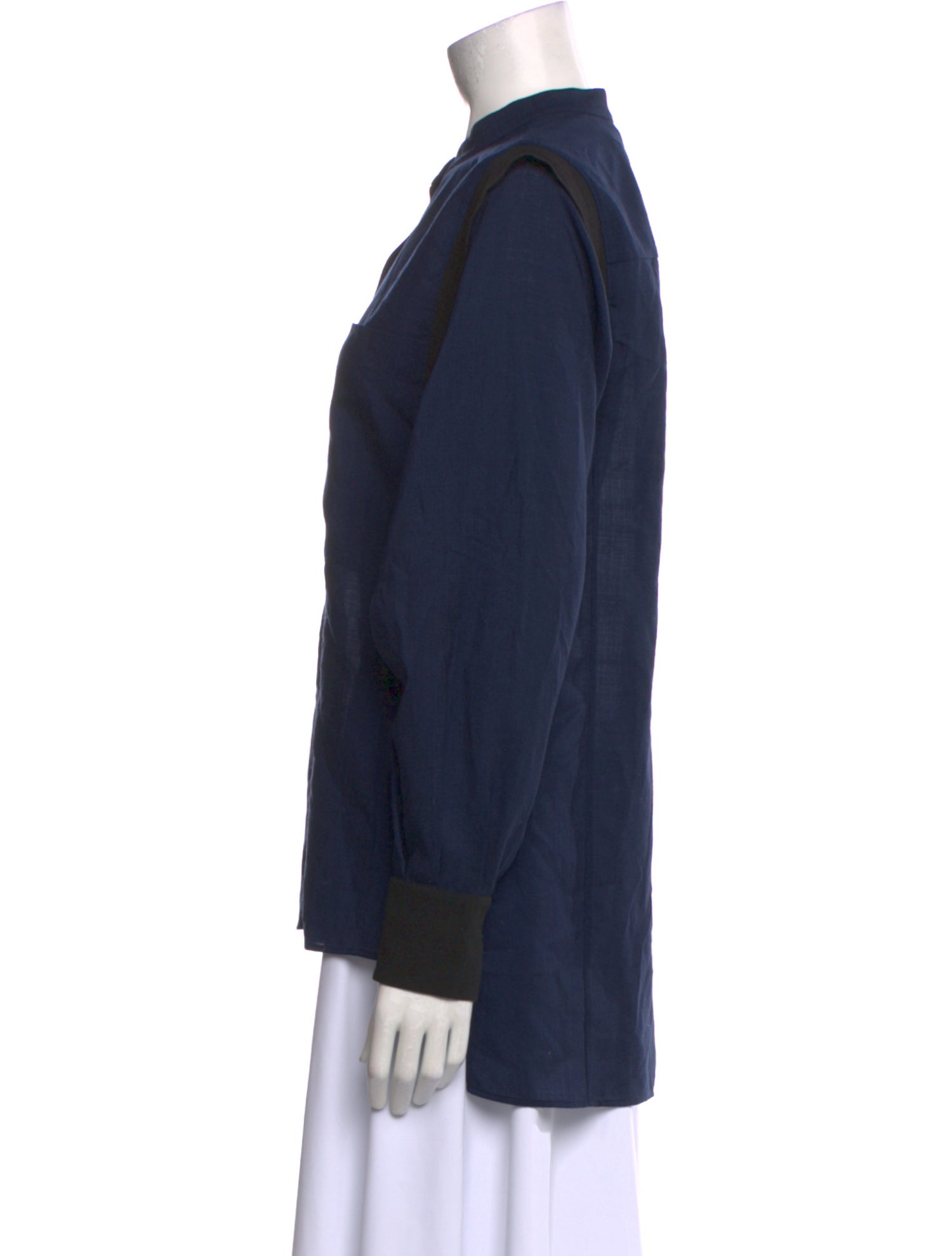 Akris Wool Mock Neck Button-Up Top