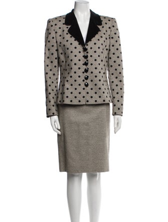 Akris Wool Polka Dot Print Skirt Set