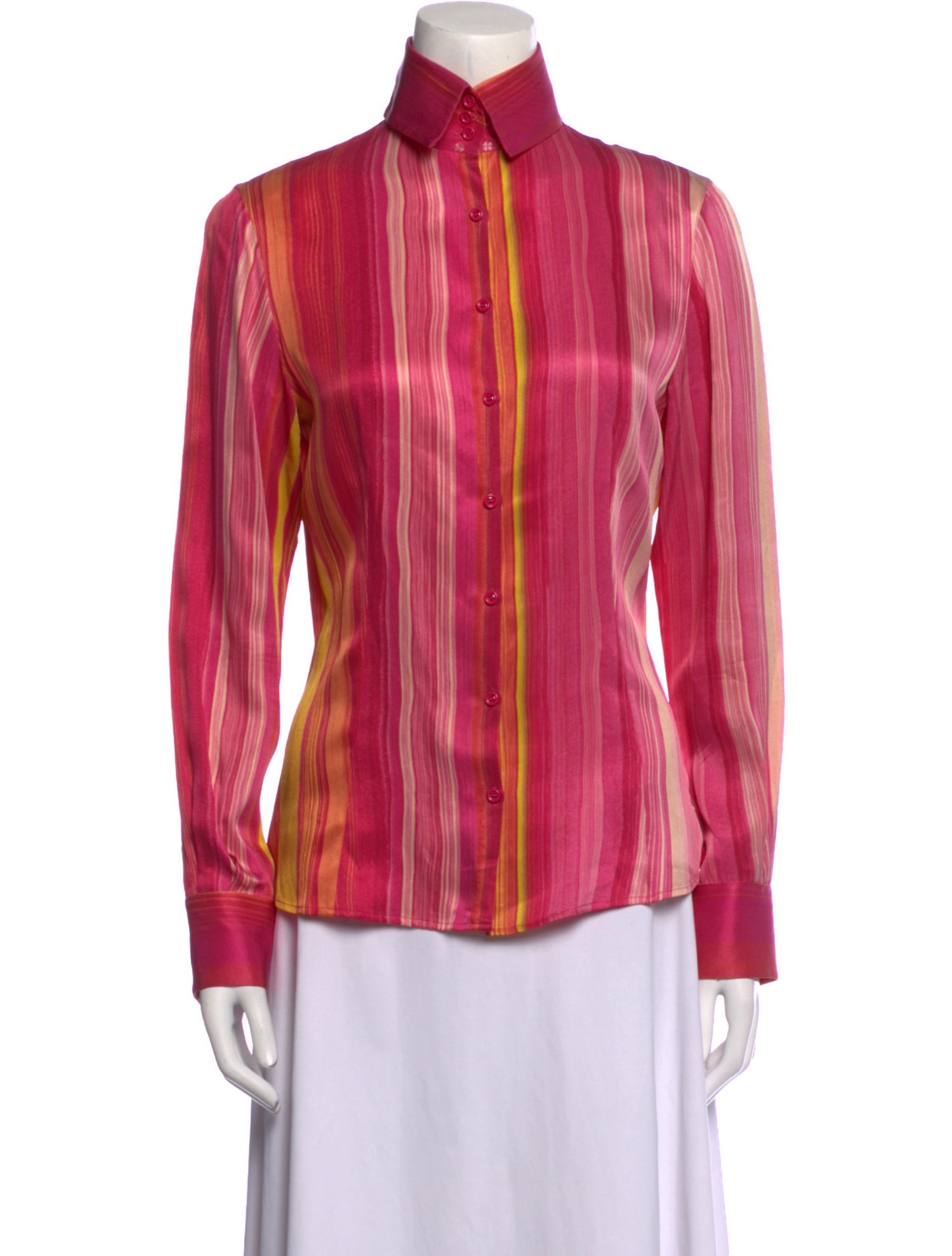 Akris Silk Plaid Print Button-Up Top