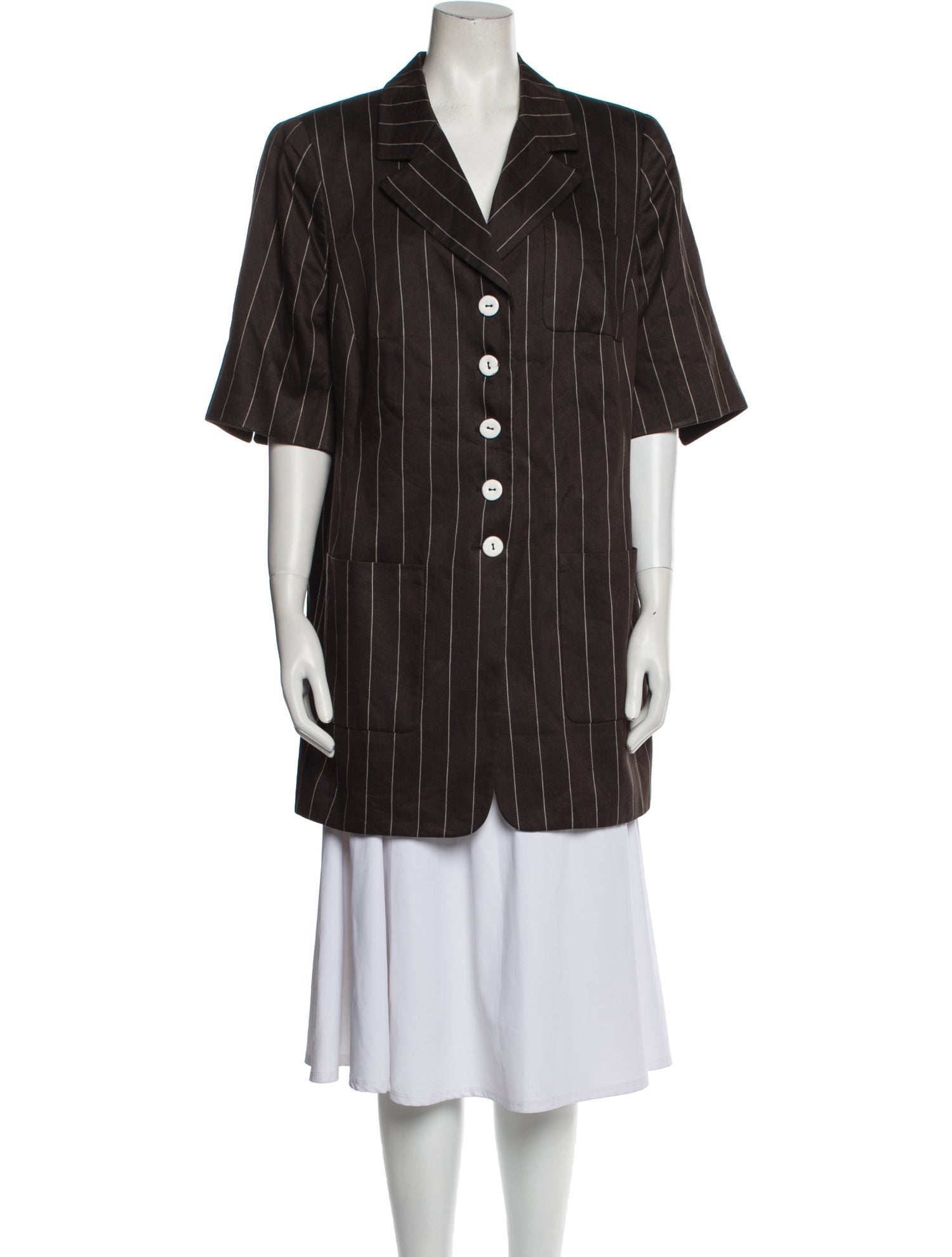 Akris Linen Striped Evening Jacket