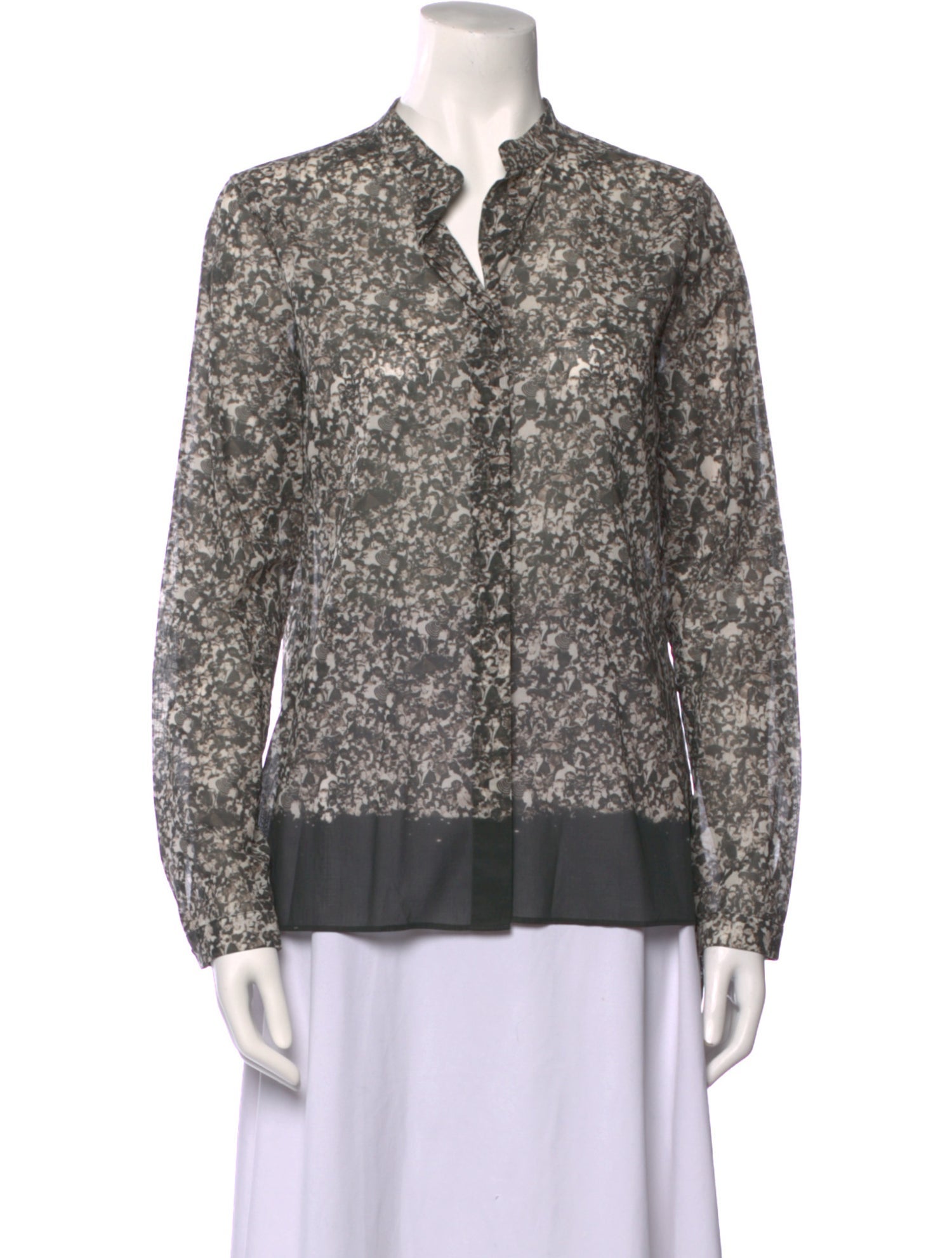 Akris Floral Print V-Neck Blouse