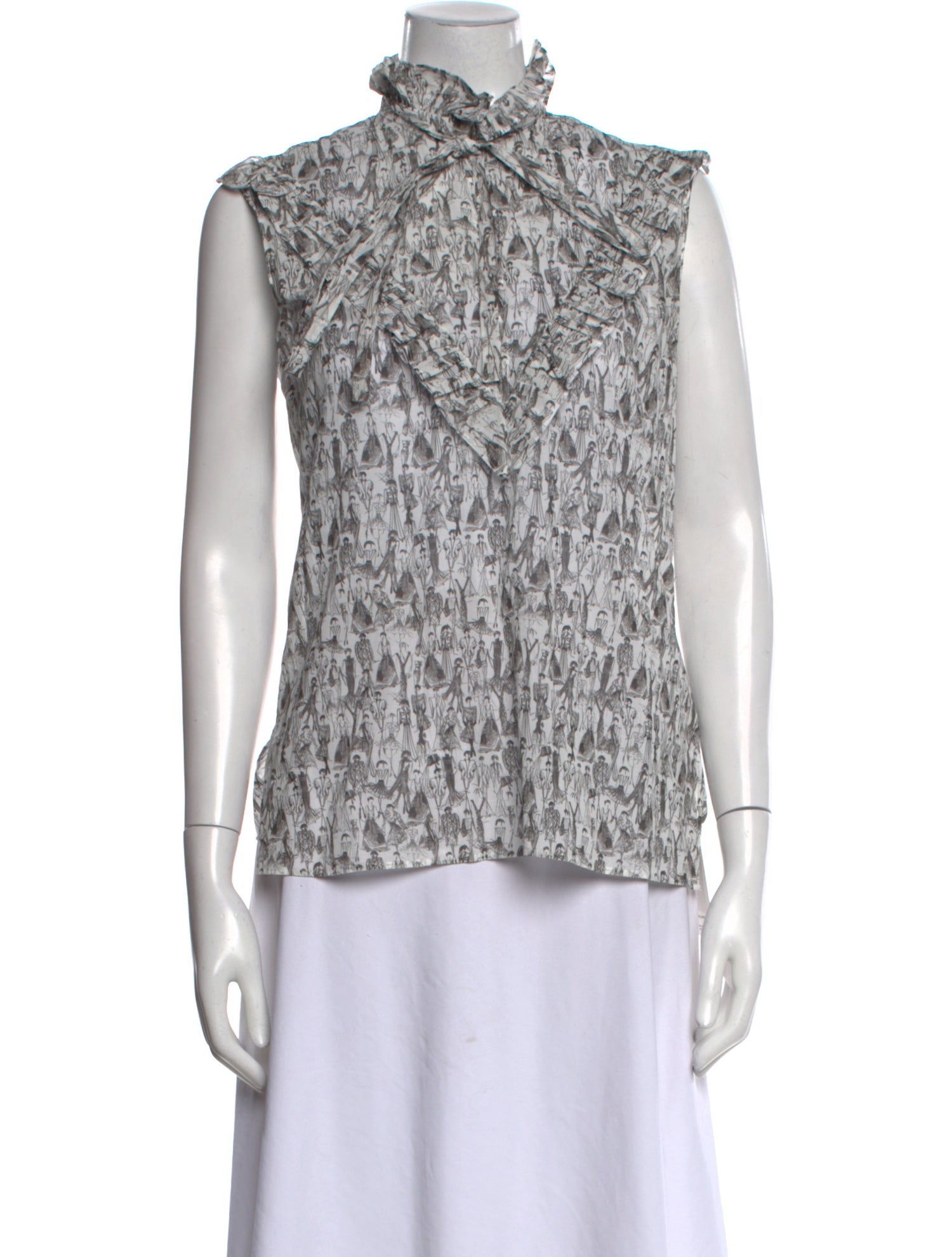 Akris Printed Mock Neck Blouse