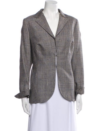Akris Wool Plaid Print Blazer