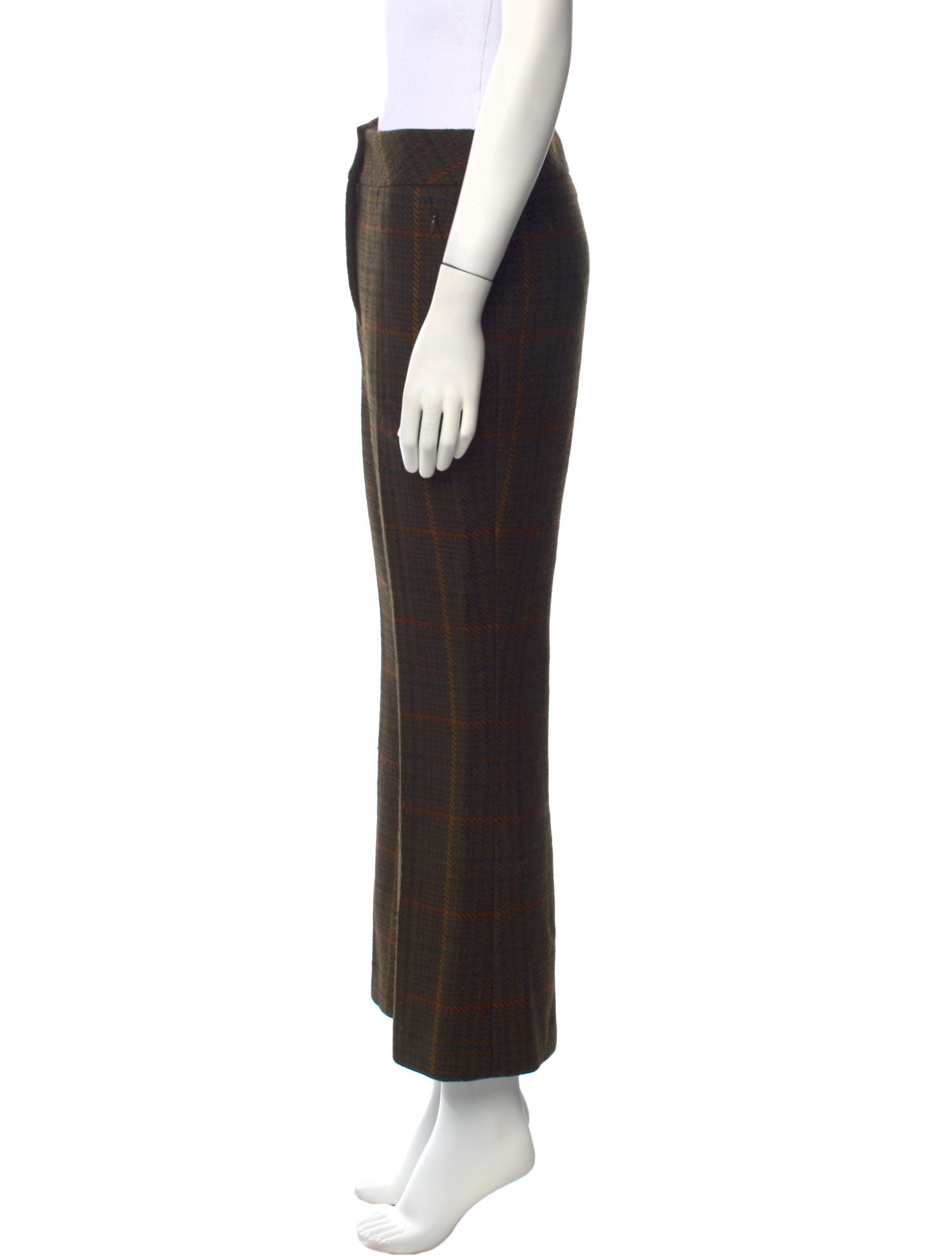 Akris Plaid Print Wide Leg Pants