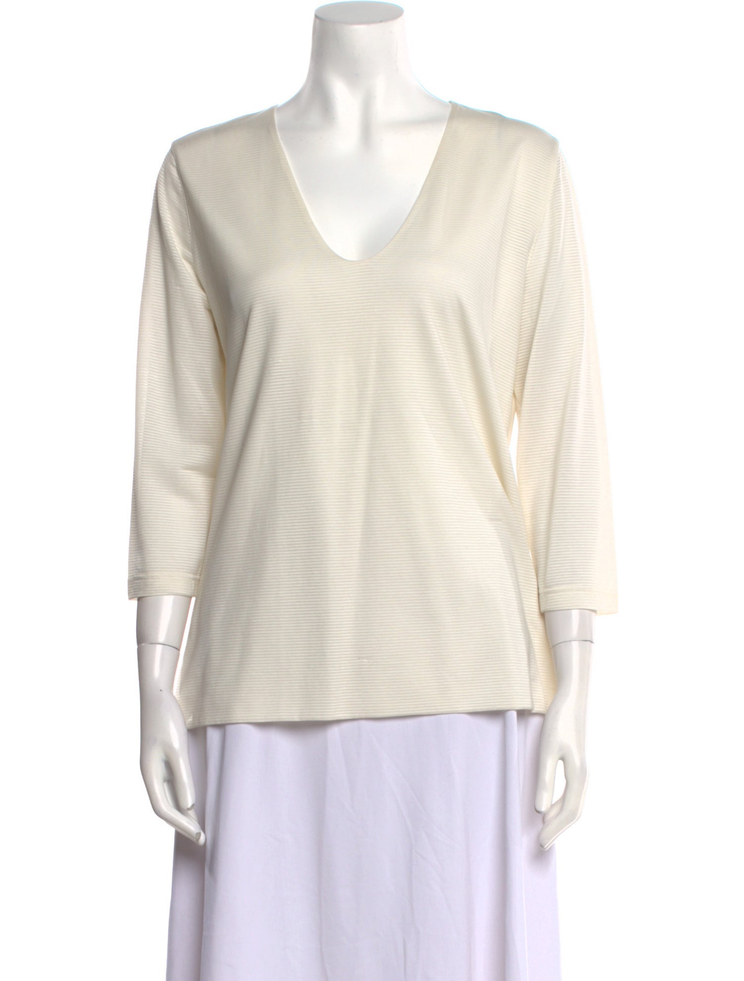 Akris V-Neck Three-Quarter Sleeve Top