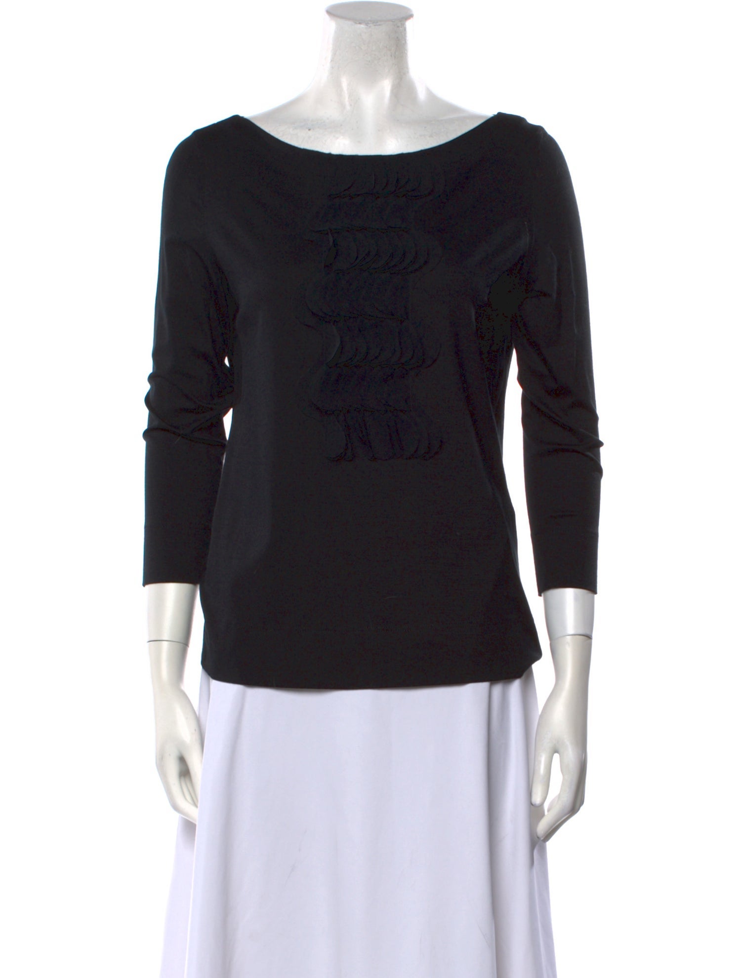 Akris Bateau Neckline Three-Quarter Sleeve Top