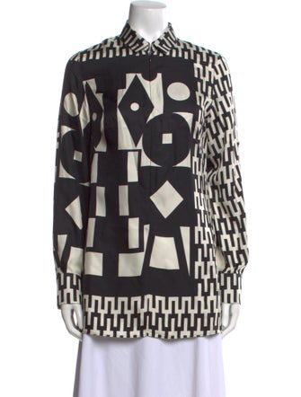 Akris Silk Printed Button-Up Top