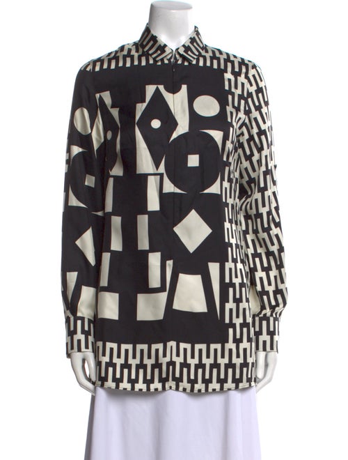 Akris Silk Printed Button-Up Top
