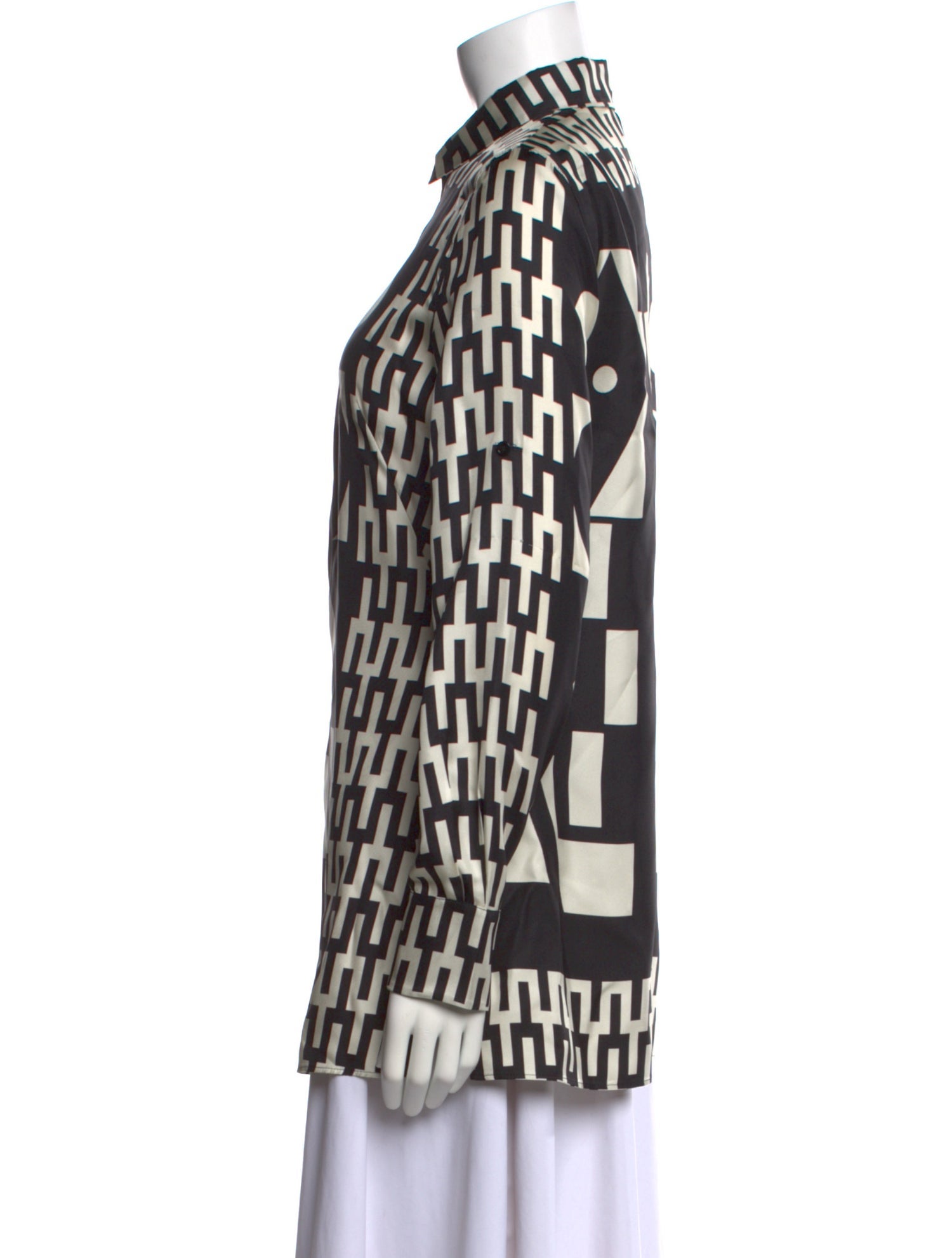 Akris Silk Printed Button-Up Top