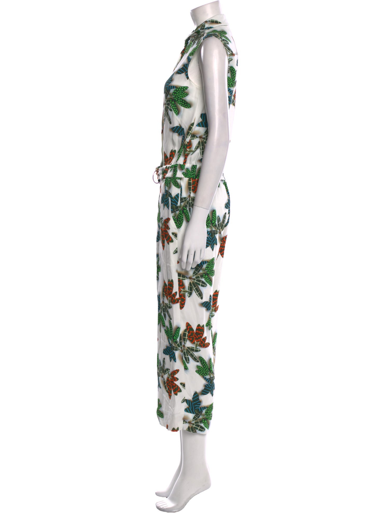 Akris Punto Floral Print V-Neck Jumpsuit