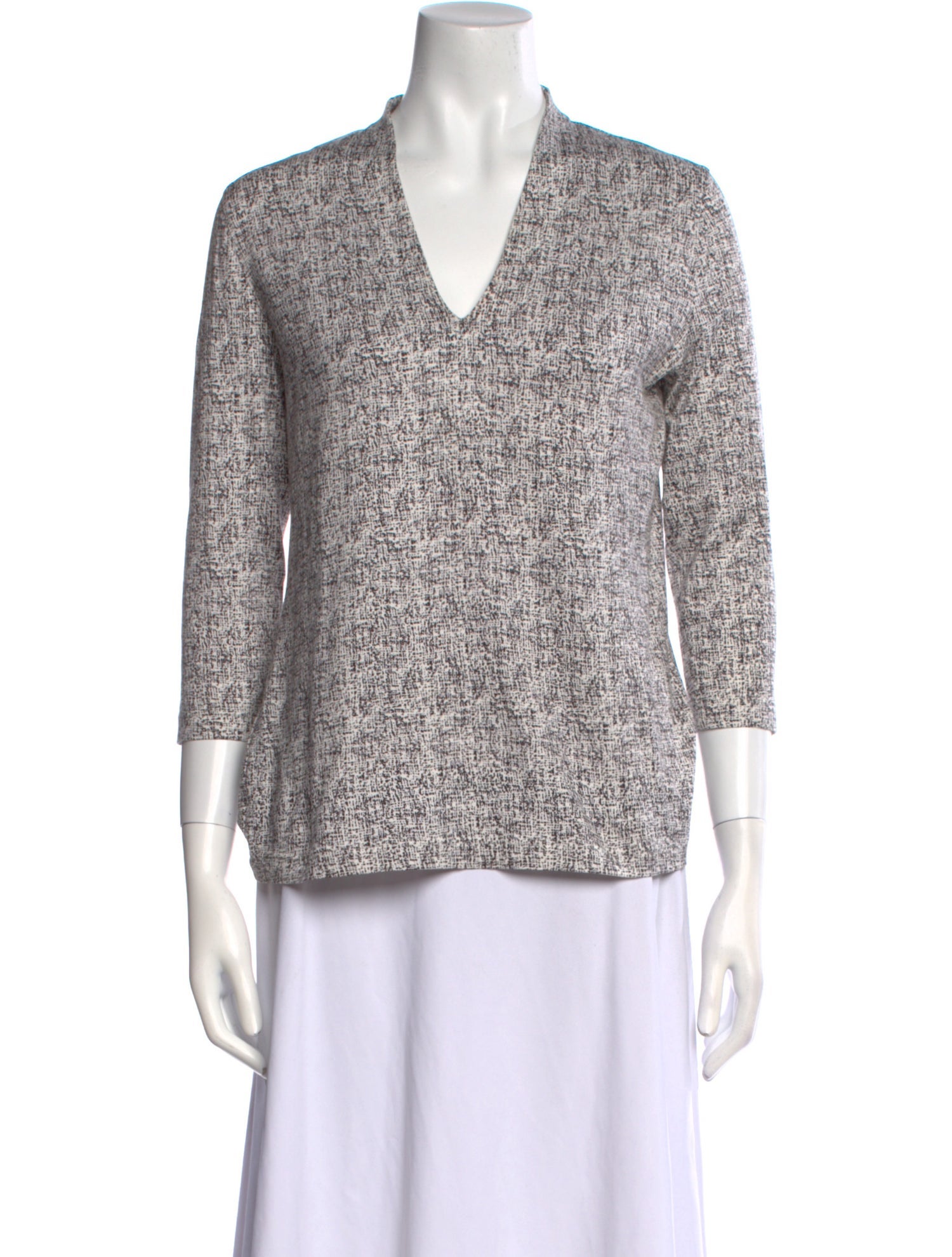 Akris Printed V-Neck Top