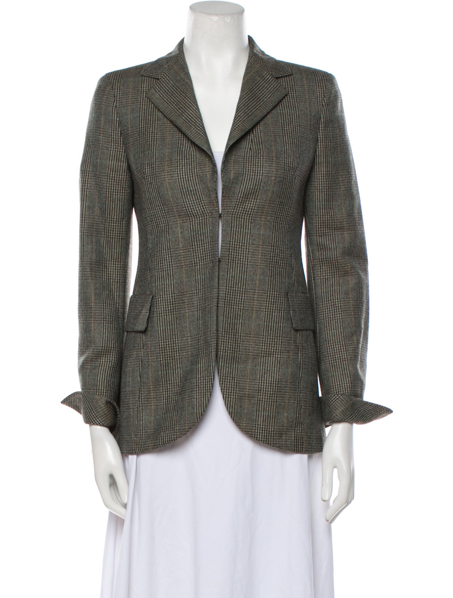 Akris Wool Plaid Print Blazer