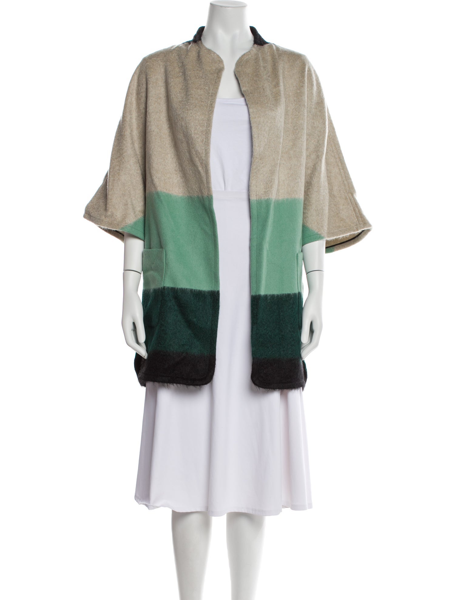 Akris Wool Colorblock Pattern Coat