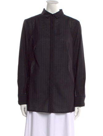 Akris Virgin Wool Long Sleeve Button-Up Top