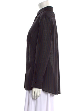 Akris Virgin Wool Long Sleeve Button-Up Top